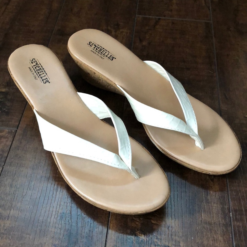 Seychelles Santorini White Cork Wedges